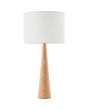 Brilliant Kirou 60046/75 houten kegelvormige tafellamp met witte kap van textiel