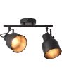 Brilliant Rolet 49613/76 industriele zwarte spot met twee metalen kappen en zware stelschroeven, brandend