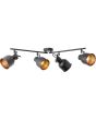 Brilliant Rolet 49631/76 industriele zwarte spot met twee stangen met elk twee metalen spotjes met zware stelschroeven, brandend
