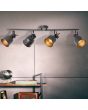 Brilliant Rolet 49631/76 sfeerfoto van industriele zwarte spot met twee stangen met elk twee metalen spotjes met zware stelschroeven