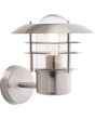 Brilliant Terrence 45781/82 RVS buitenwandlamp met transparant glas met lamellen ervoor, brandend