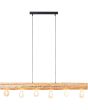 Brilliant Trabo 99433/35 hanglamp van dennenstammetje met zes brandende E27 lampen en zwarte plafondbalk