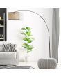 Brilliant Wiley 93138/06 sfeerfoto van zwarte booglamp met rotan kap in moderne woonkamer