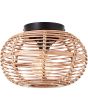 Brilliant Woodball 99886/06 brandende plafondlamp met zwarte plafondplaat en bolvormige kap van bamboe spijlen