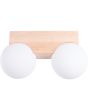 Sollux Bulbo rechthoekige houten plafondlamp met twee wit bolvormig glazen kappen van 12 cm in diameter