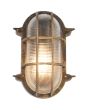 Searchlight Bulkhead 61402BG brandende zwartgouden ovale buitenlamp met rooster over ribbelglas