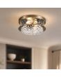 sfeerimpressie van de bronzen plafondlamp voor de badkamer met een diameter van 35cm en bobbelglas