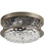 bronzen plafondlamp voor de badkamer met een diameter van 35cm en bobbelglas