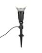 Reality Caceres zwarte tuinspot met brandende E27 LED reflector lamp van 15w en een lumen output van 1500 in 4000K. De spot is 52 cm hoog.