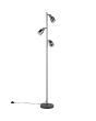 Reality Cadiz antraciet grijze vloerlamp van 154 cm hoog met drie spotjes van rookglas