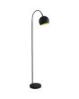 Brandende Searchlight Calumn zwarte leeslamp van 143cm hoog met zwarte ronde kap van metaal