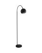 Searchlight Calumn zwarte leeslamp van 143cm hoog met zwarte ronde kap van metaal