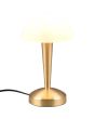 Trio Canaria R59561108 brandend messing kleurig tafellampje met half ronde kap van geveegd wit glas