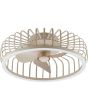 Brilliant Capo beige plafondventilator met een diameter van 48cm met een kap van beige metalen latjes en een LED rand rond de ventilator