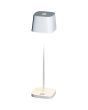 Konstsmide Capri witte oplaadbare aluminium tafellamp voor buiten van 25 cm hoog met een vierkant kapje met touch dimmer