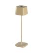 Konstsmide Capri glossy gebroken witte oplaadbare aluminium tafellamp voor buiten van 25 cm hoog met een vierkant kapje met touch dimmer