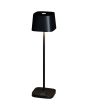 Konstsmide Capri zwarte oplaadbare aluminium tafellamp voor buiten van 25 cm hoog met een vierkant kapje met touch dimmer