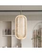 Searchlight Capsule 28803SB sfeerfoto van hanglamp met cilindervormige kap van acryl met LED buis erin voor een kast en stokken in nisjes