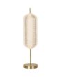 Searchlight Capsule EU28805SB brandende messing kleurige tafellamp met cilindervormige kap van geribbeld acryl