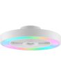Brilliant Catania witte plafondventilator van 48,6 cm in diameter met LED rand rond de ventilator voor RGB licht of CCT wit licht
