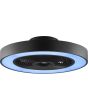 Met blauw licht brandende Brilliant Catania zwarte plafondventilator van 48,6 cm in diameter met LED rand rond de ventilator voor RGB licht of CCT wit licht
