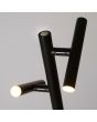Searchlight EU10460BK detailfoto van de schakelaar van de zwarte vloerlamp met twee buisvormige spots en touchdimmer op de paal