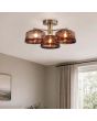 Plafondlamp Charlie 3-licht bruin 46cm