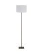 Searchlight Chelsea EU50502LT 150cm hoge vloerlamp met koffiebruine lampvoet en ronde witte kap van pluche