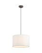 Searchlight Chelsea 50503LT brandende hanglamp met koffiebruine plafondplaat en fittinghouder en 35cm grote ronde witte kap van pluche