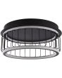 Searchlight Circolo 54215-1BK zwarte plafondlamp met een diameter van 40cm met twee LED ringen boven elkaar en zwarte spijlen ertussen