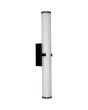 Searchlight Clamp 63126-1BK zwarte spiegellamp van 63cm met wit binnenglas en geribbeld buitenglazen buisvormige lamp in een zwarte wandhouder geklemd.