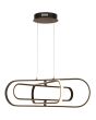 Searchlight Clip 61775BK brandende zwarte hanglamp van 74,5cm met ronde plafondplaat en drie ovale ringen in drie afmetingen die in elkaar kunnen draaien met LED strip aan de buitenzijde
