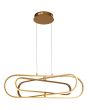 Searchlight Clip 61775GO brandende goudkleurige hanglamp van 74,5cm met ronde plafondplaat en drie ovale ringen in drie afmetingen die in elkaar kunnen draaien met LED strip aan de buitenzijde