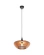 Trio Colino 315900142 brandende hanglamp met zwarte pendel en kap van natuurhouten lamellen