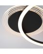 Searchlight Contour 13650BK detailfoto van de plafondplaat en de bevestiging van de ring van de plafonniere met zwarte plafondplaat met kunststof lichtring en cirkelvormige LED ring daaronder 