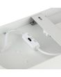 Detailfoto van de DIP schakelaar van de Brilliant Corvato witte langwerpige plafondlamp met een lengte van 50,5 cm en een breedte van 14,5 cm met geïntegreerde LED