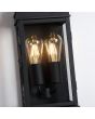 Zijaanzicht zwarte buitenwandlamp van 51 cm hoog met twee st64 edison lampen