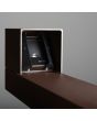 LED unit van Konstsmide Cremona roestbruine aluminium tuinpaal van 100 cm hoog met vierkant kapje met neerwaardse van 0-90 graden instelbare lichtbundel