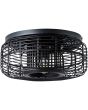 Brilliant Crosstown 97181/76 ronde plafonniere met zwarte plafondlamp en kap van dunne takjes zwart bamboe