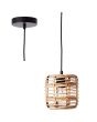Brilliant Crosstown 99262/06 hanglamp met zwarte pendel en kleine ronde kap van bamboe spijlen