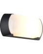 Reality Cumana zwarte voordelige 26 cm brede wandlamp voor buiten van kunststof met een wit kunststof venster naar voren