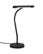 Trio Curtis 579790132 zwarte bureaulamp met brede kap met brandende LED strip aan een flexibele hals