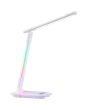 Brilliant Cyberglow witte bureaulamp van 31,5 cm hoog met langwerpige LED unit in de kop en RGB licht langs de arm en voet
