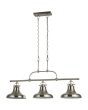 Searchlight Dallas 3193-3SS staal kleurige hanglamp met drie bel vormige metalen kappen aan een stang
