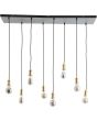 Brilliant Darcia 99815/06 hanglamp met brede plafondbalk en acht pendels met klassieke mat messing fittingen en titanium lichtbronnen