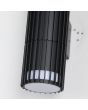 Searchlight Detroit 37738BK detailfoto van de spot naar beneden van de zwarte wandlamp met cilindervormige spot naar boven en beneden met lamellen aan de zijkant