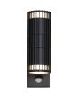 Searchlight Detroit 37739BK brandende zwarte wandlamp met bewegingsmelder en een cilindervormige spot naar boven en beneden met lamellen aan de zijkant