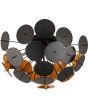 Searchlight Discus 3073-3BG plafonniere met zwarte schijfjes met goudkleurige binnenzijde aan zwarte staafjes