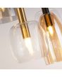 Searchlight Divine 36463-6BK detailfoto van enkele glazen van de hanglamp met zwarte ovale plafondplaat met zes pendels met kappen van helder, amber een rookglas in verschillende vormen