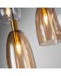Searchlight Divine 36463-8BK detailfoto van enkele glazen van de hanglamp met ovale zwarte plafondplaat en acht pendels met helder, amber een rookglazen kappen in verschillende vormen